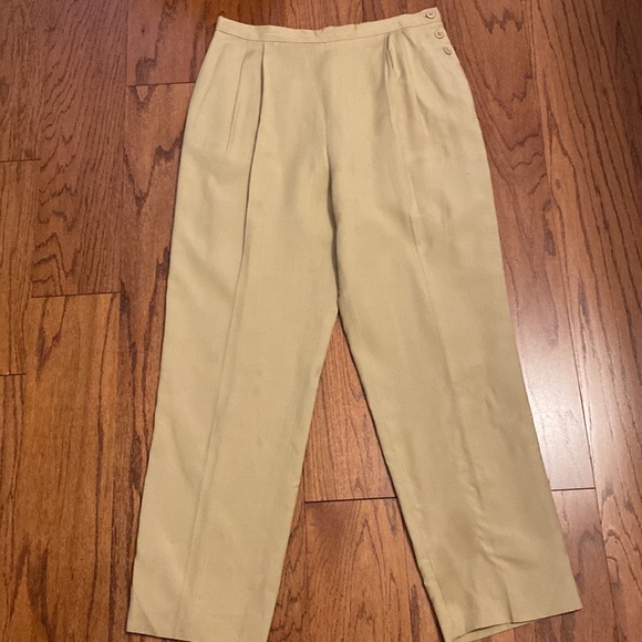 Weathervane High Waste lined linen tan pants - Size 12P - Picture 1 of 12